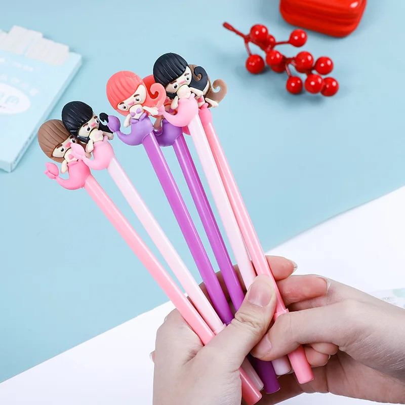 Wholesale Creative Cute Mermaid Gel Pen Black Water Pen Signature Student Writing Pen Stationery Store Manufacturers Wholesale