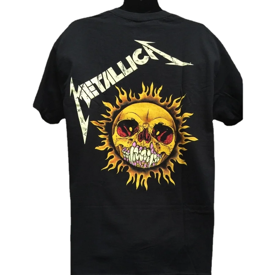 

Heavy Metal Punk Rock Flaming Skull T Shirt. 100% Cotton Short Sleeve O-Neck Casual T-shirts Loose Top New Size S-3XL