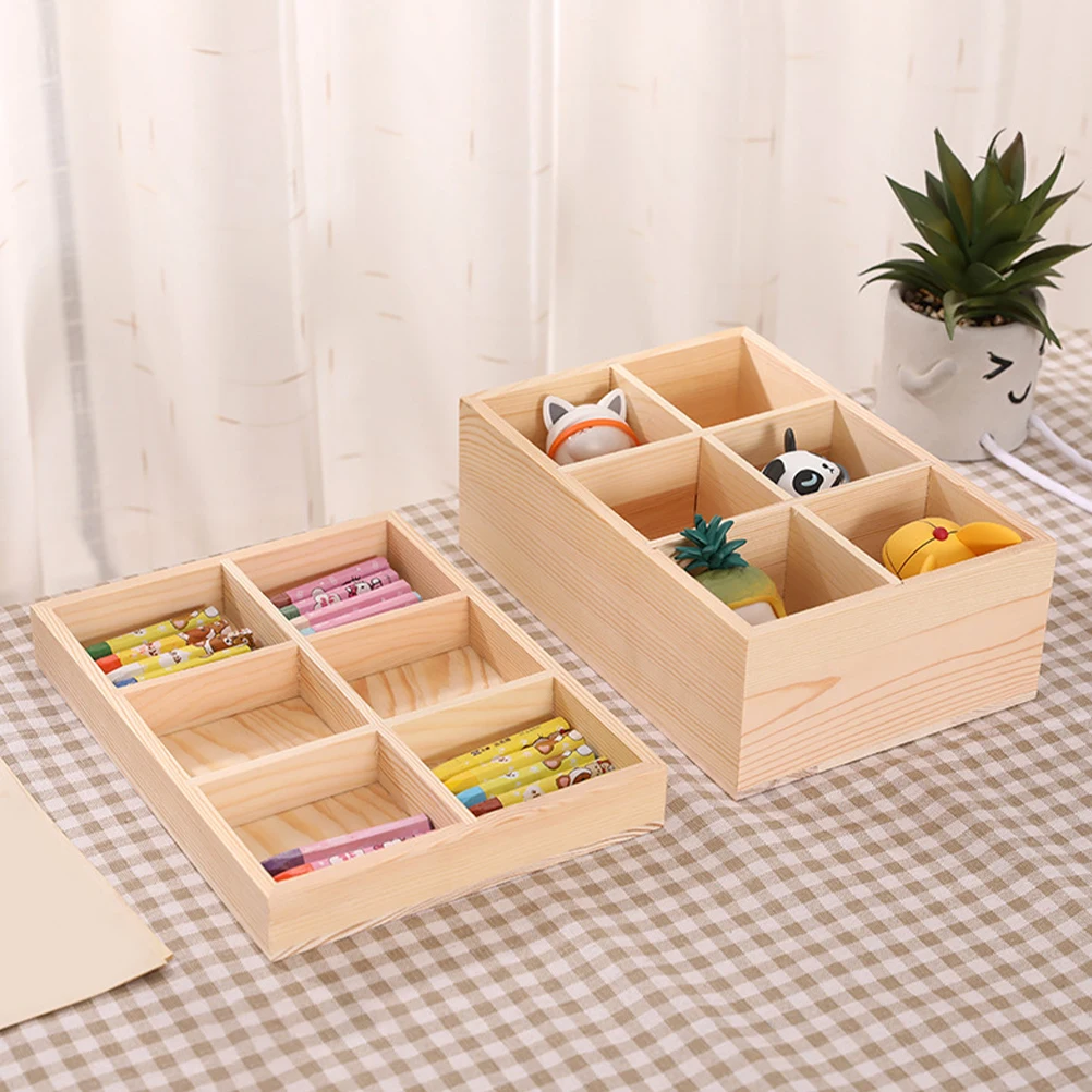 

Marker Storage Box 6 Compartments Wooden Desk ganizer for Crayons Pens Brushes Makeup Hair Practical Long Use