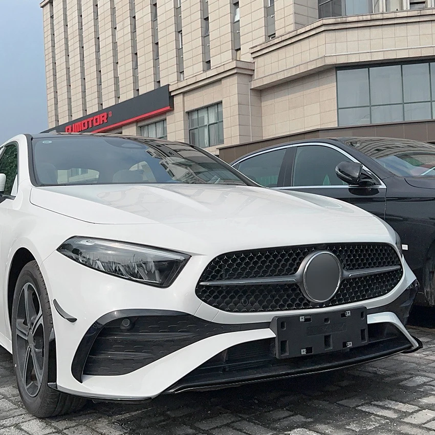 메르세데스 벤츠 A 클래스 W177 A180 A200 A35 AMG 2023 + 프론트 범퍼 립 스포일러 스플리터 디퓨저 바디 키트 튜닝 보호대