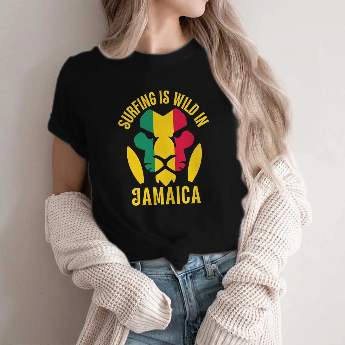 

Surfing Is Wild Hip Hop TShirt Jamaica Lion Leisure Polyester T Shirt Summer T-shirt For Men Women