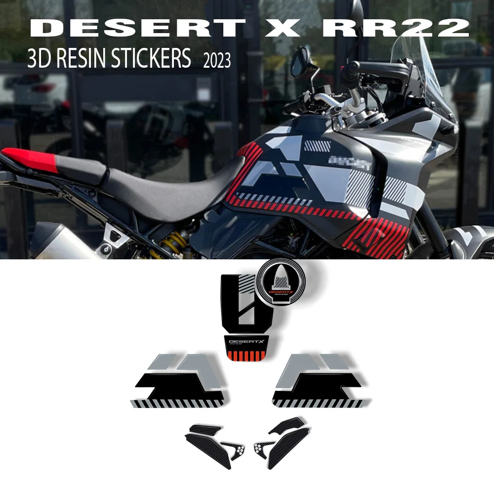 Motorcycle Accessories 3D Gel Epoxy Resin Sticker Tank Pad Protection Kit For Ducati DesertX Desert X RR22 2023 2022