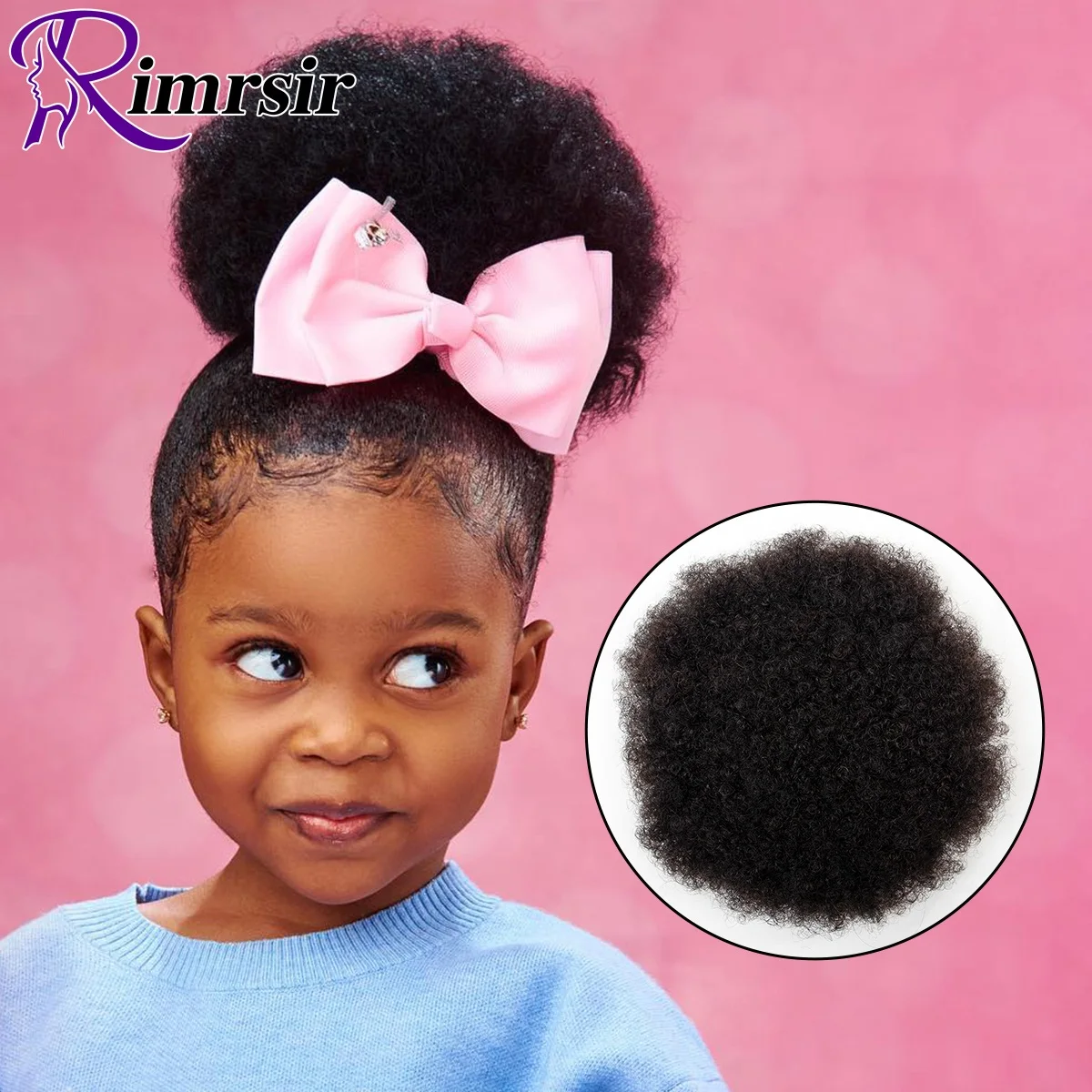 Rimrsir Afro Puff Ponytail Human Hair Bun Brazilian Kinky Curly Drawstring Ponytail Hair Natural Human hair Chignon Extensions