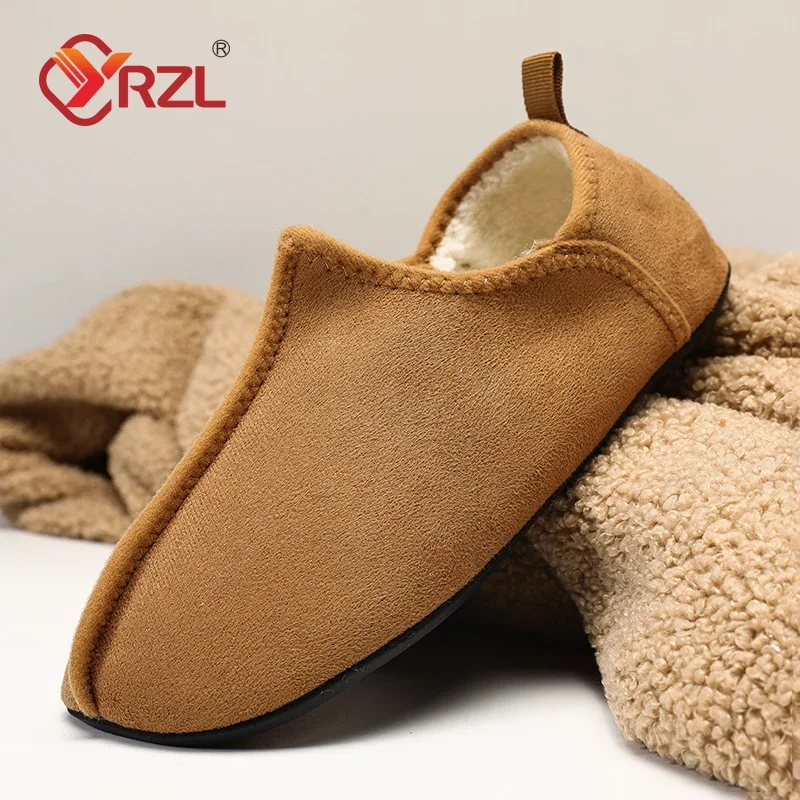 YRZL Winter Cotton Shoes Men Warm Slip on Lightweight Slippers Women Plush Bedroom Home Cotton Loafers Unisex Winter Warm Shoes