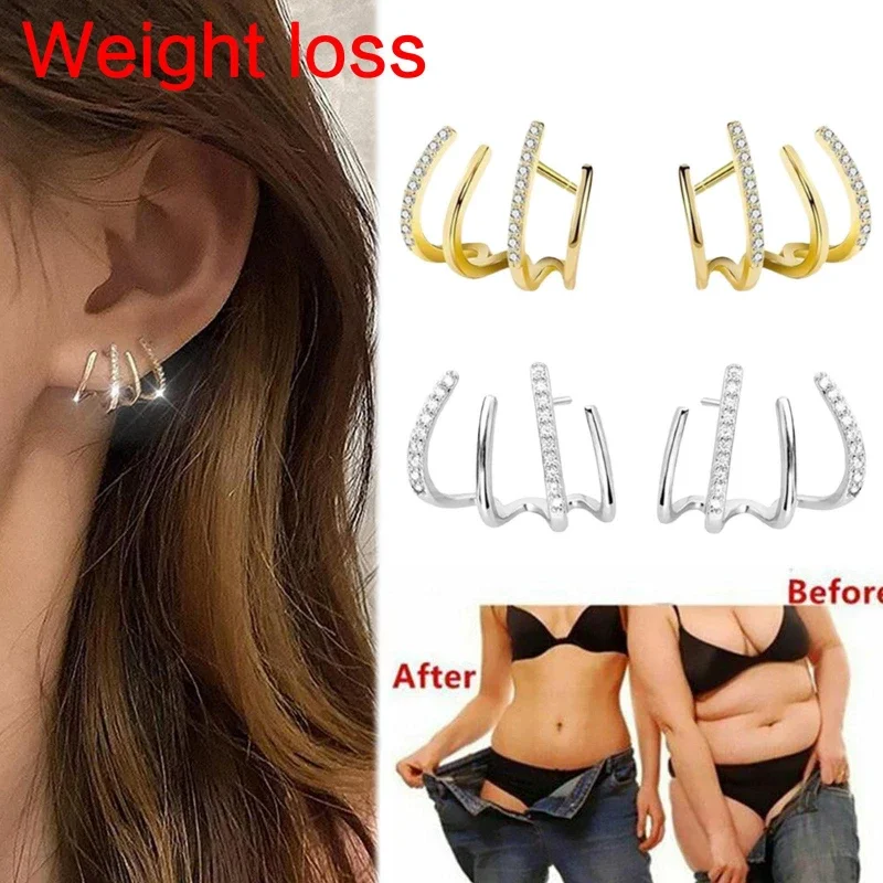 פשוט EarShape הלימפה Slim עגילי פירסינג אקופרסורה גמילה הלימפה ניקוז עגיל מתכת מרקם קשת גיאומטרי עגיל