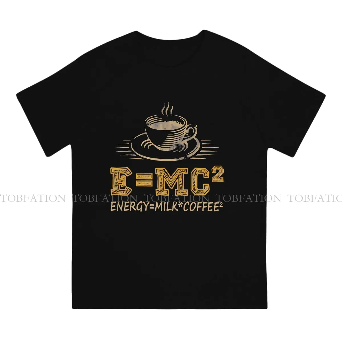 Science Coffee Lover E=mc2 Energy Milk Classic  Tshirt Top Cotton Oversized O-Neck Men's Streetwear Graphic Men T shirt