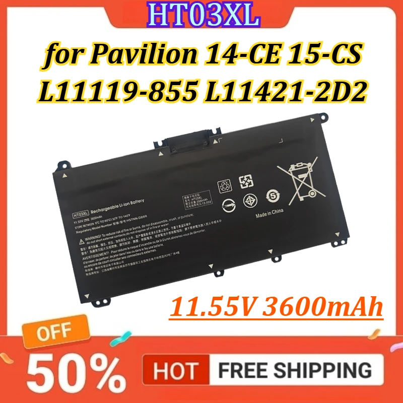 SWZY New Battery 11.55V 3600mAh HT03XL Laptop Battery for Pavilion 14-CE 15-CS L11119-855 L11421-2D2 TPN-C136 TPN-I130 TPN-I131