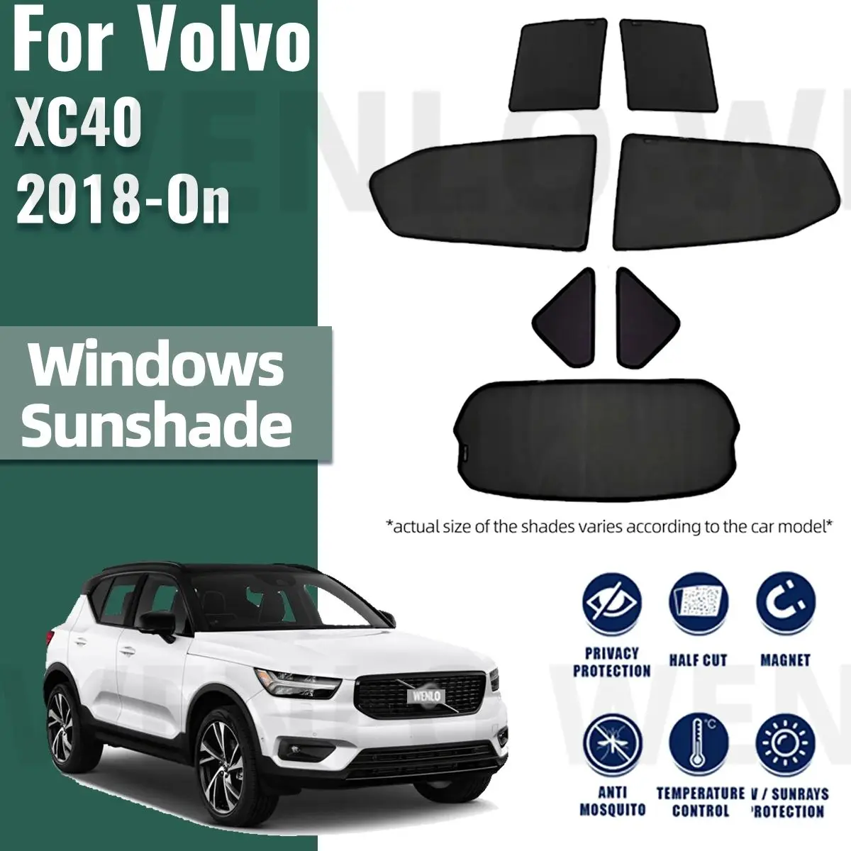 

For Volvo XC40 2018-2023 2024 Rear Side Window Sun Shade Visor Car Sunshade Accessories Front Windshield Mesh Vehicle Curtain