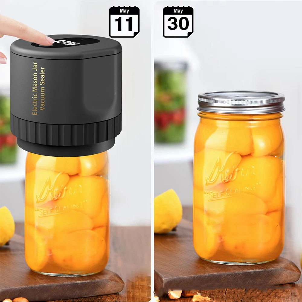 Electric Mason Jar Vacuum Sealer Kit Cordless Automatic Jar Sealer Kit ​with Mason Jar Lids  for Food Storage and Fermentation