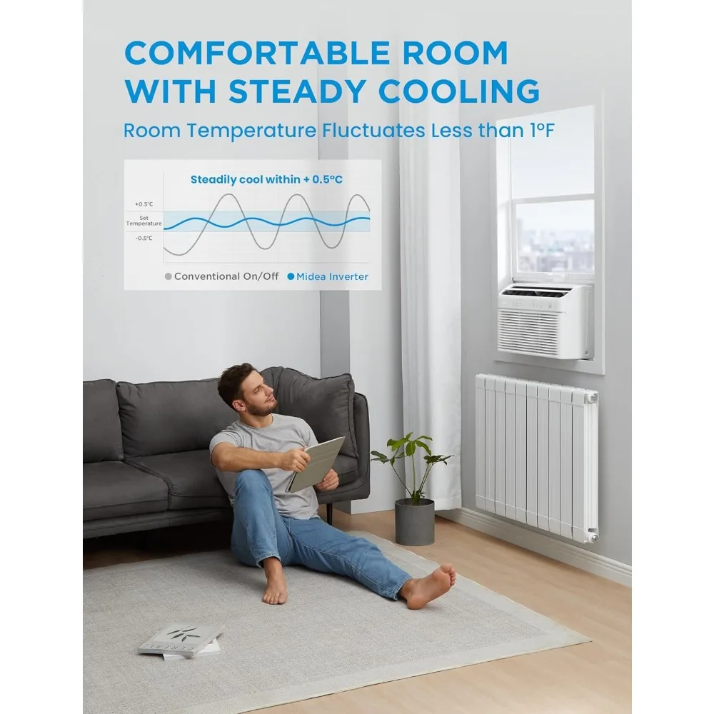 12000 BTU Smart Inverter Air Conditioner Unit jendela dengan panas dan Dehumidifier-pendinginan hingga 550 Sq. Ft,