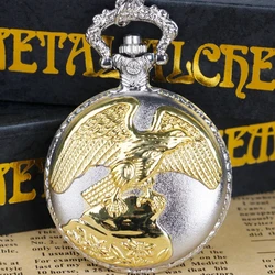 Hot Bronze Vintage Eagle Quartz Pocket Watch Simulated Pendant Necklace Fob Chain Is The Best Gift For Women And Men
