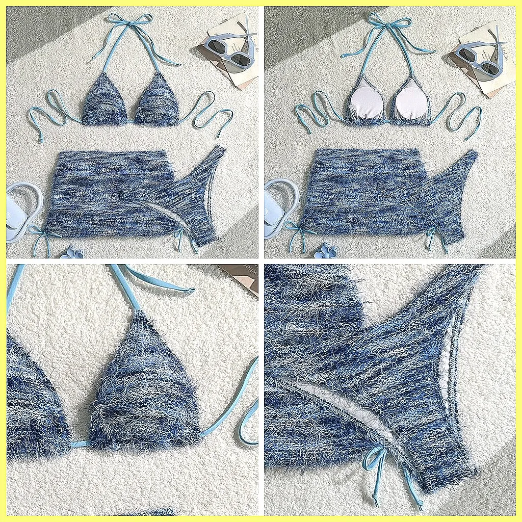 

3Pcs Brazilian Bikini Set for Women, Sexy High-Waisted Swimwear, Beach Bathing Suits (Characters: 68)