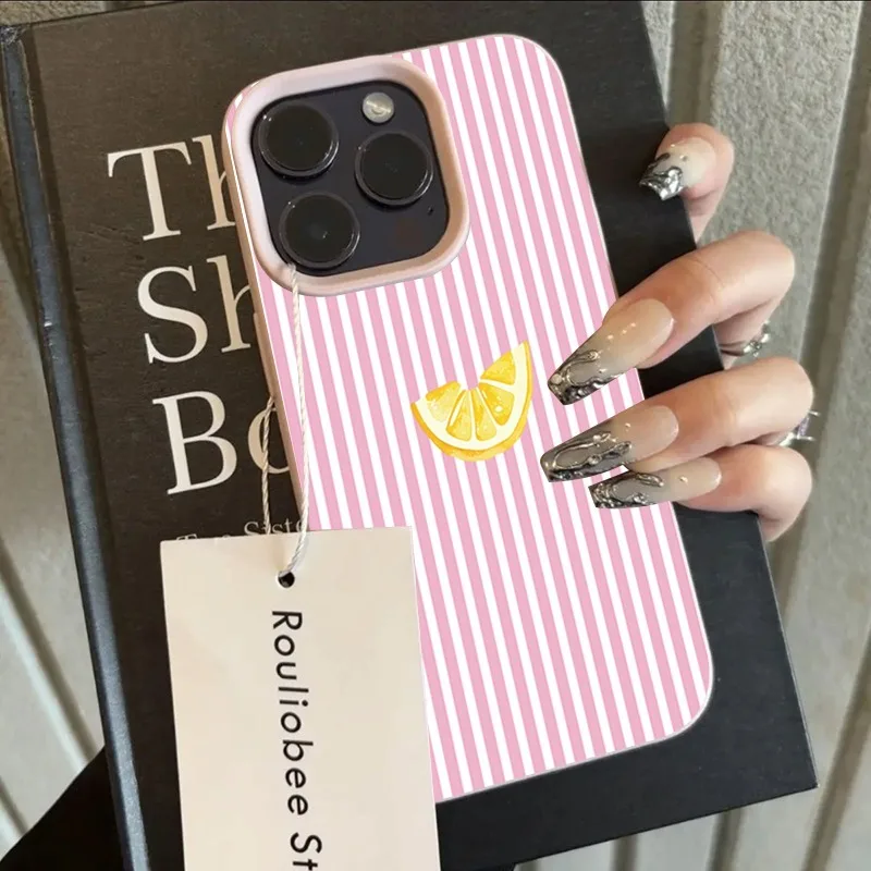 Orange Pink and White Stripes Phone Case For Samsung Galaxy A16 A26 A36 A37 A55 A56 A57 S26 Ultra S25 S24 FE S23 S22 Plus Cover view 2