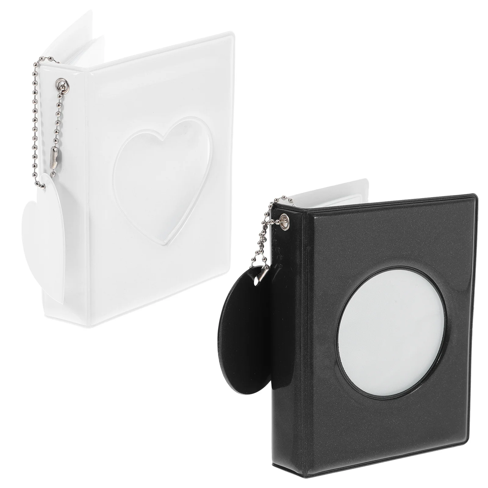 

2Pcs Photocard Holder Mini Round Heart Hollow Photo Card Book Portable Album Storage Collection Display Binder
