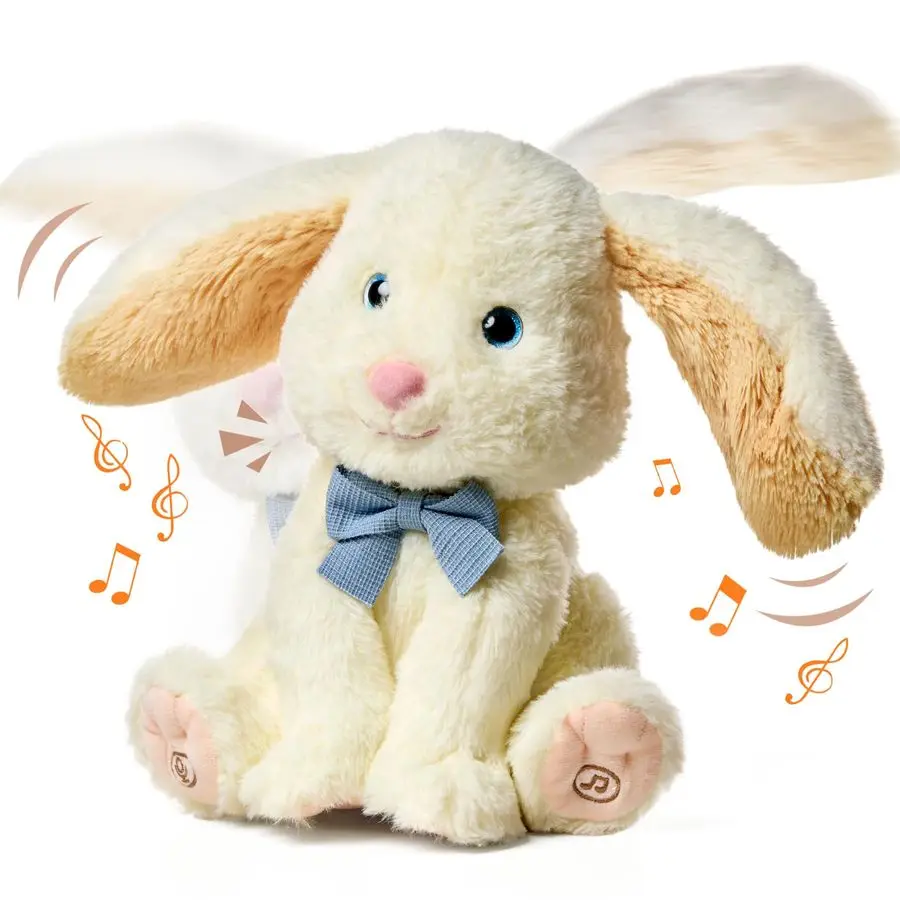

Bunny Stuffed Animal Musical Stuffed Animal with Moving Ears, Features Singing, Recording, Repeating for Toddlers, Interactive S