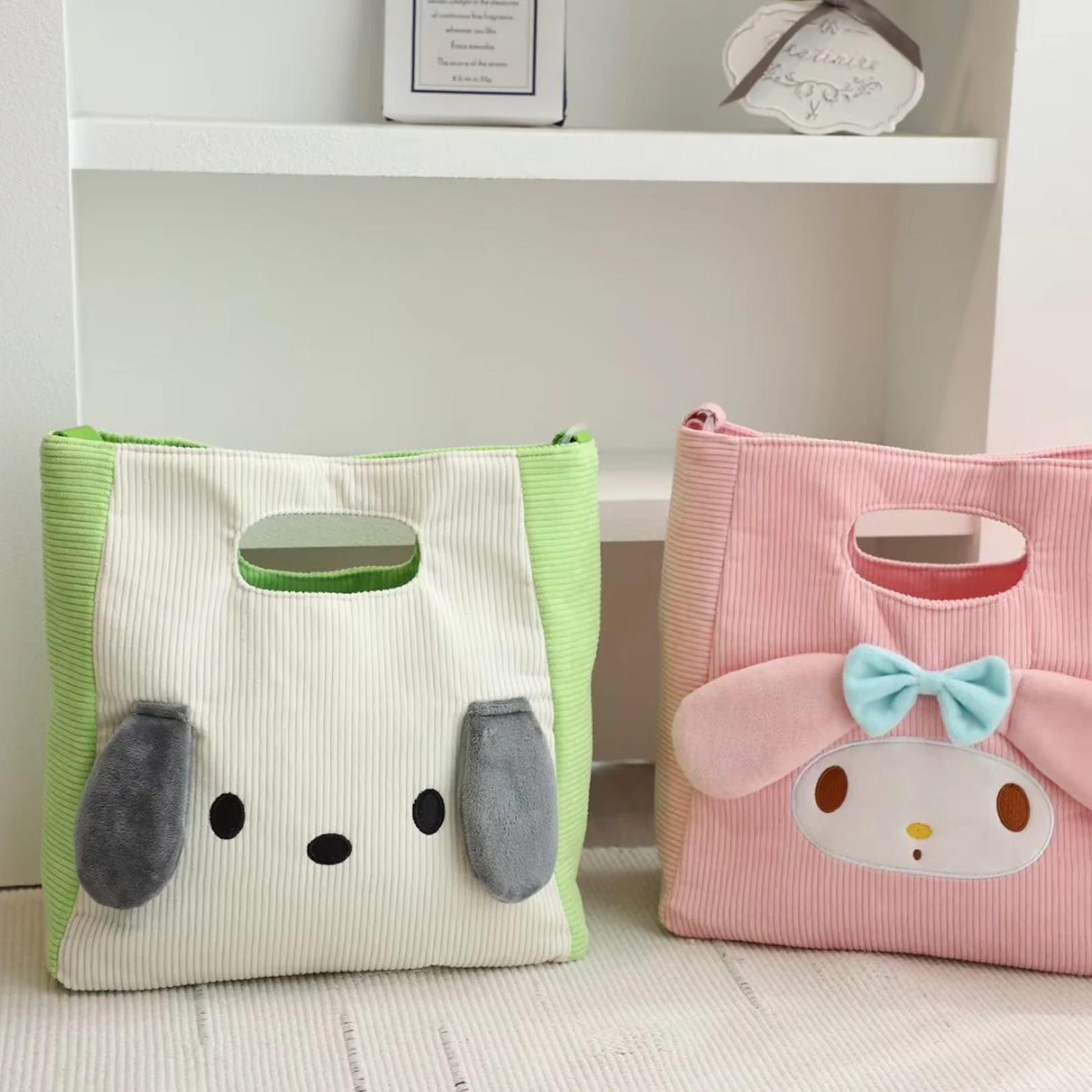 Kawaii Plush Bag Kuromi My Melody Cinnamoroll Pochacco Shoulder Crossbody Bag Japanese Style Anime Corduroy Handbag Xmas Gifts