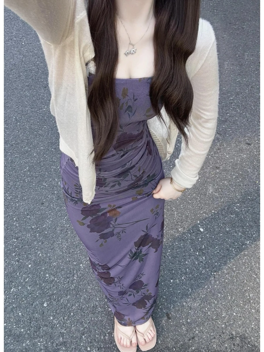 Summer Floral Print ter Dr Women's ature High Waist Beach Vaion Ele Waist Cinching Fairy Long Skirt