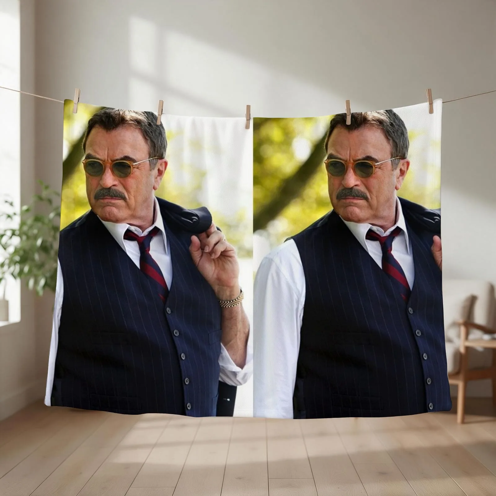 Tom Selleck actor Throw Blanket couch cozy soft plush fuzzy picnic outdoor blanket