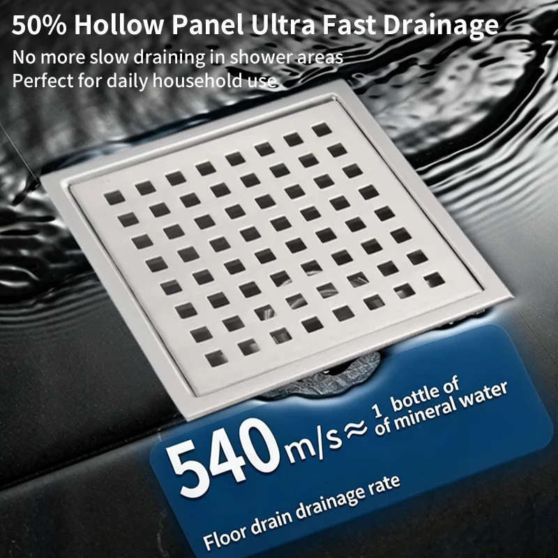 Shower Drain Thick Stainless Steel Floor Drain Large Flow Drainer Drainage Anti-odor Floor Drain for Ordinary Bathroom Kitchen