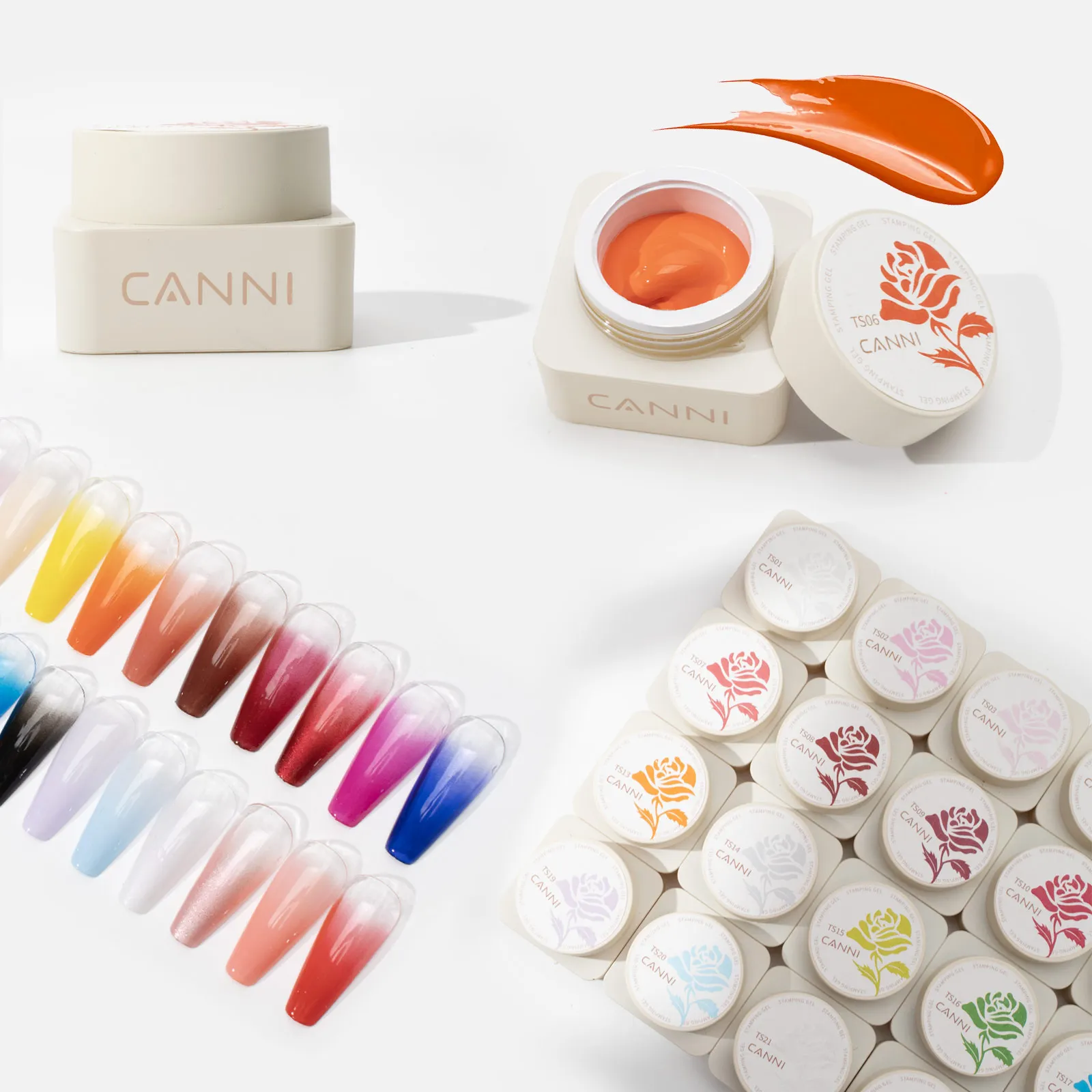 CANNI – Gel d'estampage crème pour peinture, 5ml, tampon à transfert facile, vernis pigmenté pour le dessin des ongles, conception rapide des ongles français