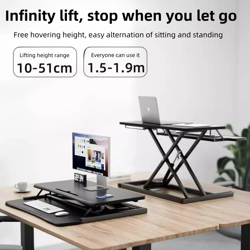 Standing computer stand adjustable desktop workbench office monitor height-increasing solid wood notebook office accesssories