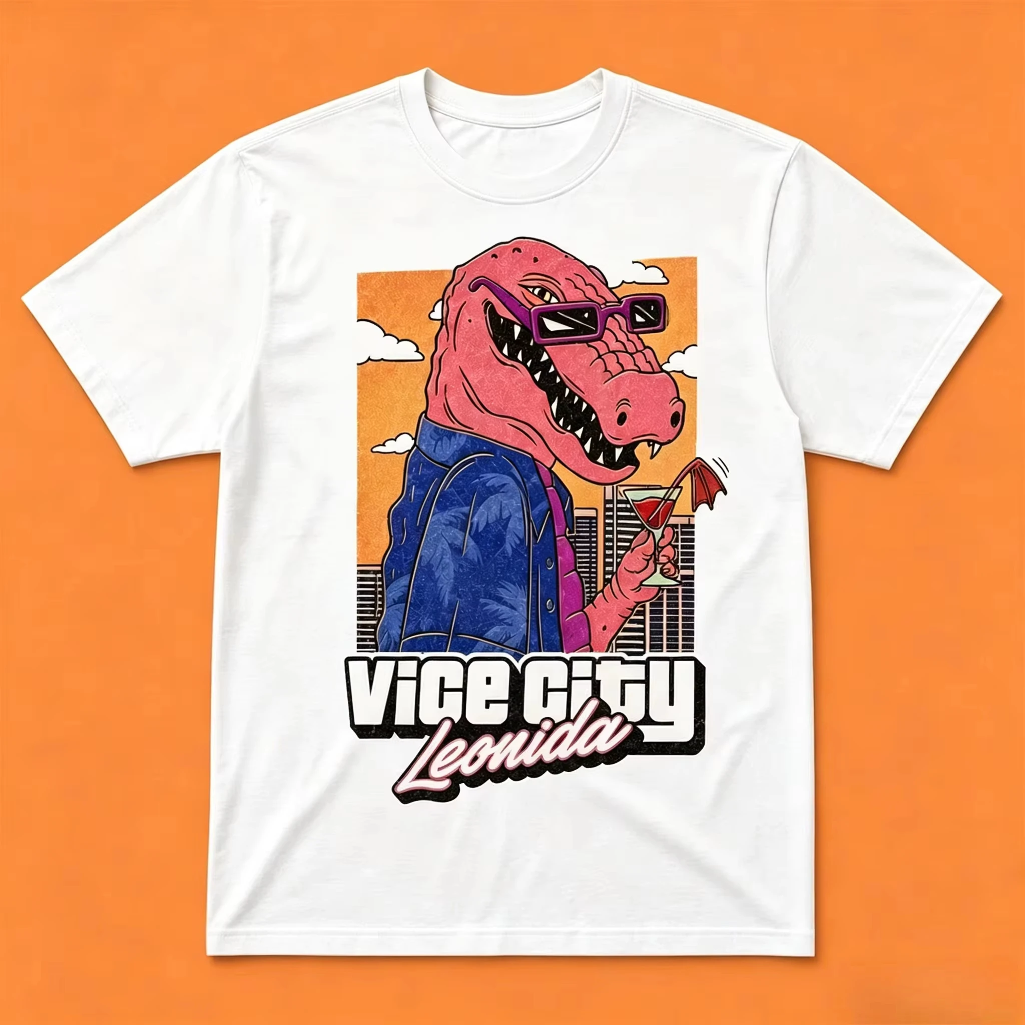 Jason Vice City Leonida Alligator Printed T-shirt Men Women Cotton Loose Casual Short Sleeve T-shirt Men's T-shirt Men's Clothes