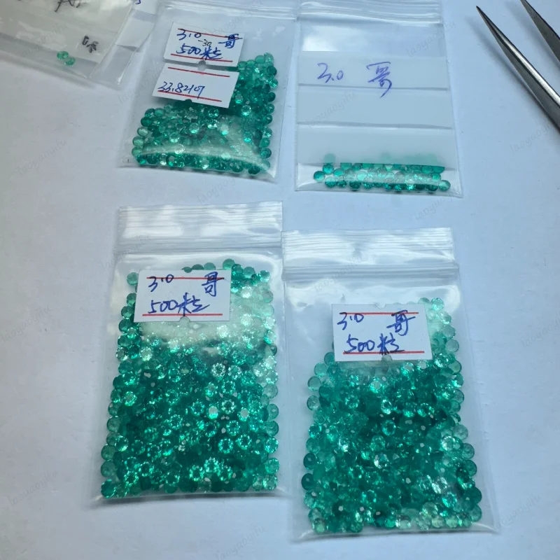 Hochwertige im Labor gezüchtete Smaragd-Anhänger im Rundschliff, kleine Größe, Edelstein für Schmuckherstellung, natürliche Farbe – Detail 5