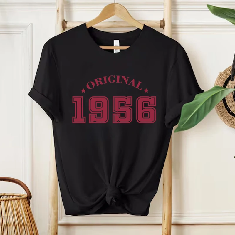70th Birthday T-shirt Women Vintage 1956 Black Tshirt Short Sleeves Women Tee Women's Casual 70 Years Old Style Shirts