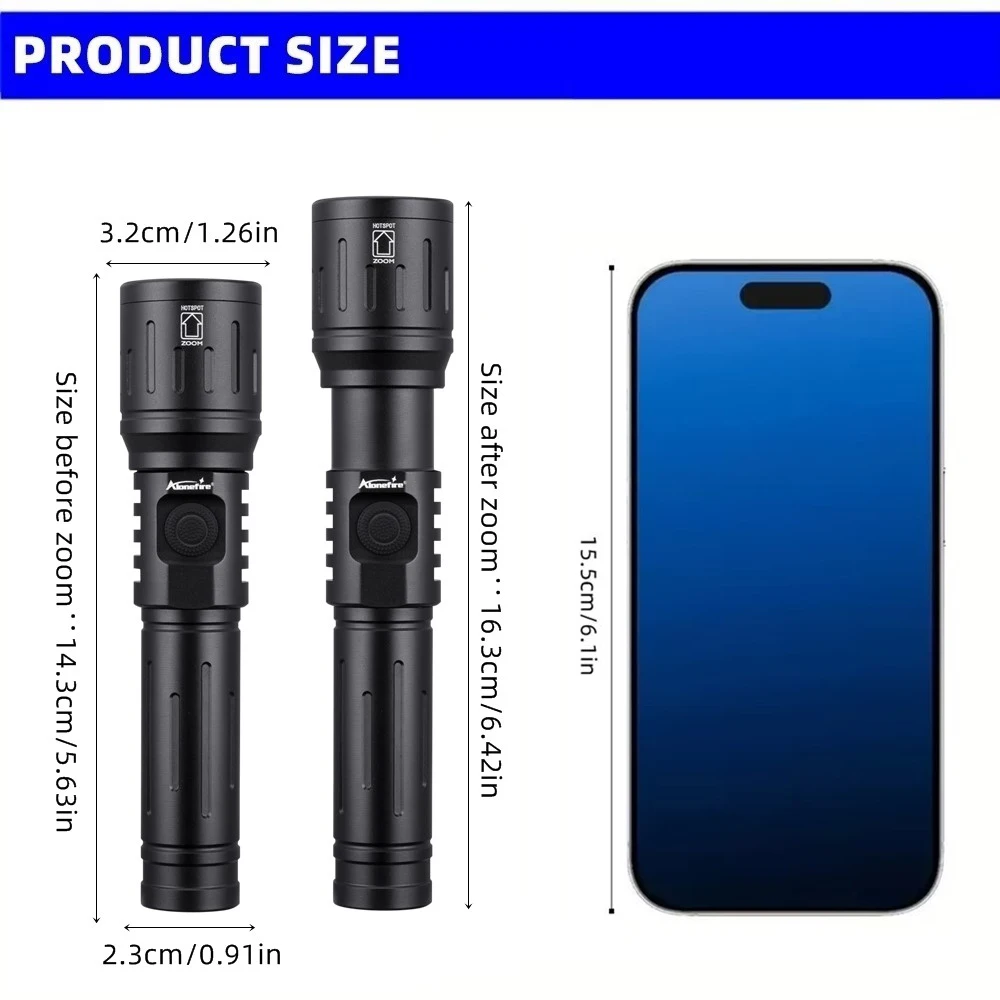 Zoom 4-Colour Light White/Red/Green/Blue LED Flashlight USB Rechargeable Fishing Camping Hunting Photography Selfie Hiking Torch