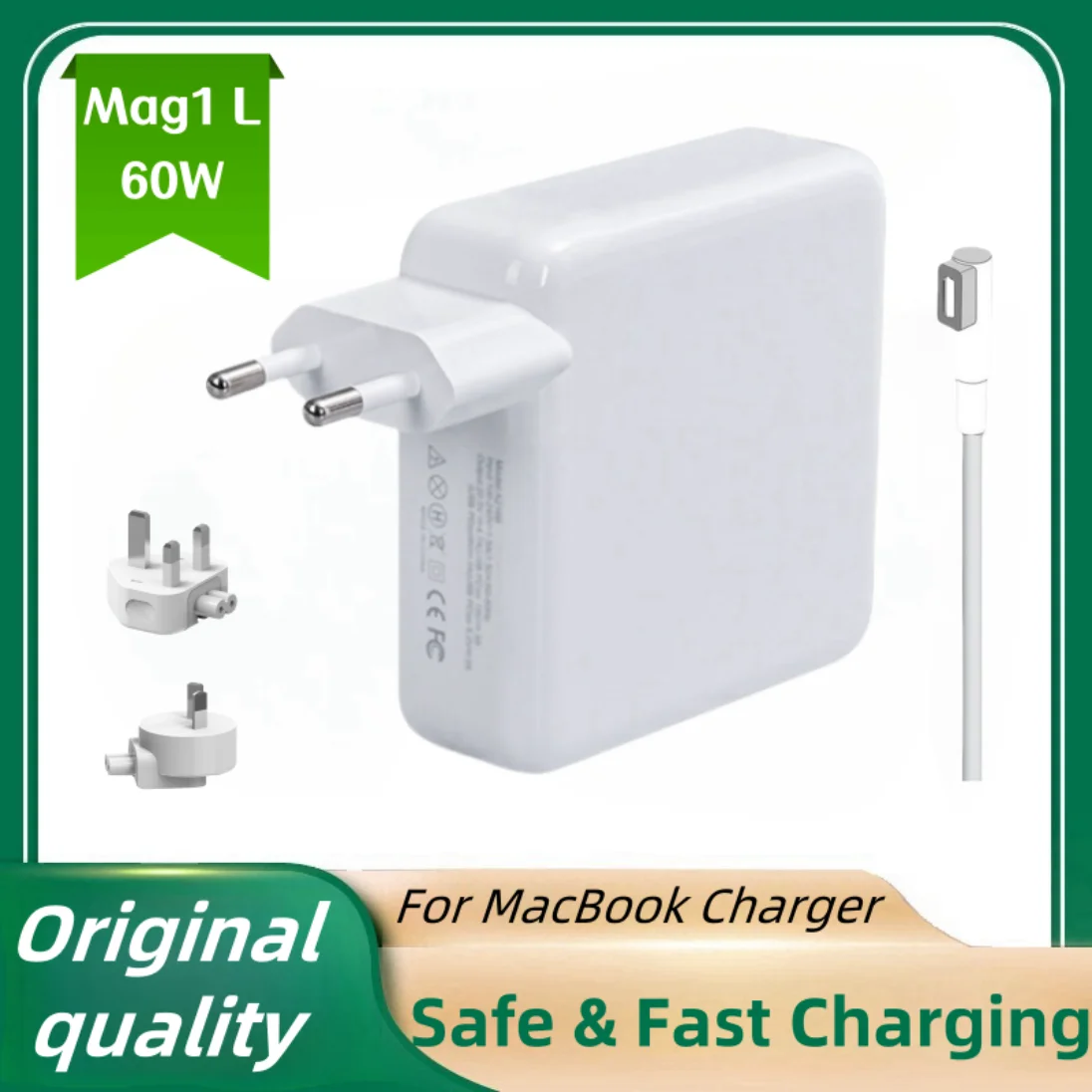 60W Magsafe 1 L Magnetic Charging Power Adapter for MacBook Air/Pro Series：A1181，A1184，A1185，A1278，A1344，A1330，A1342，A1172 etc.