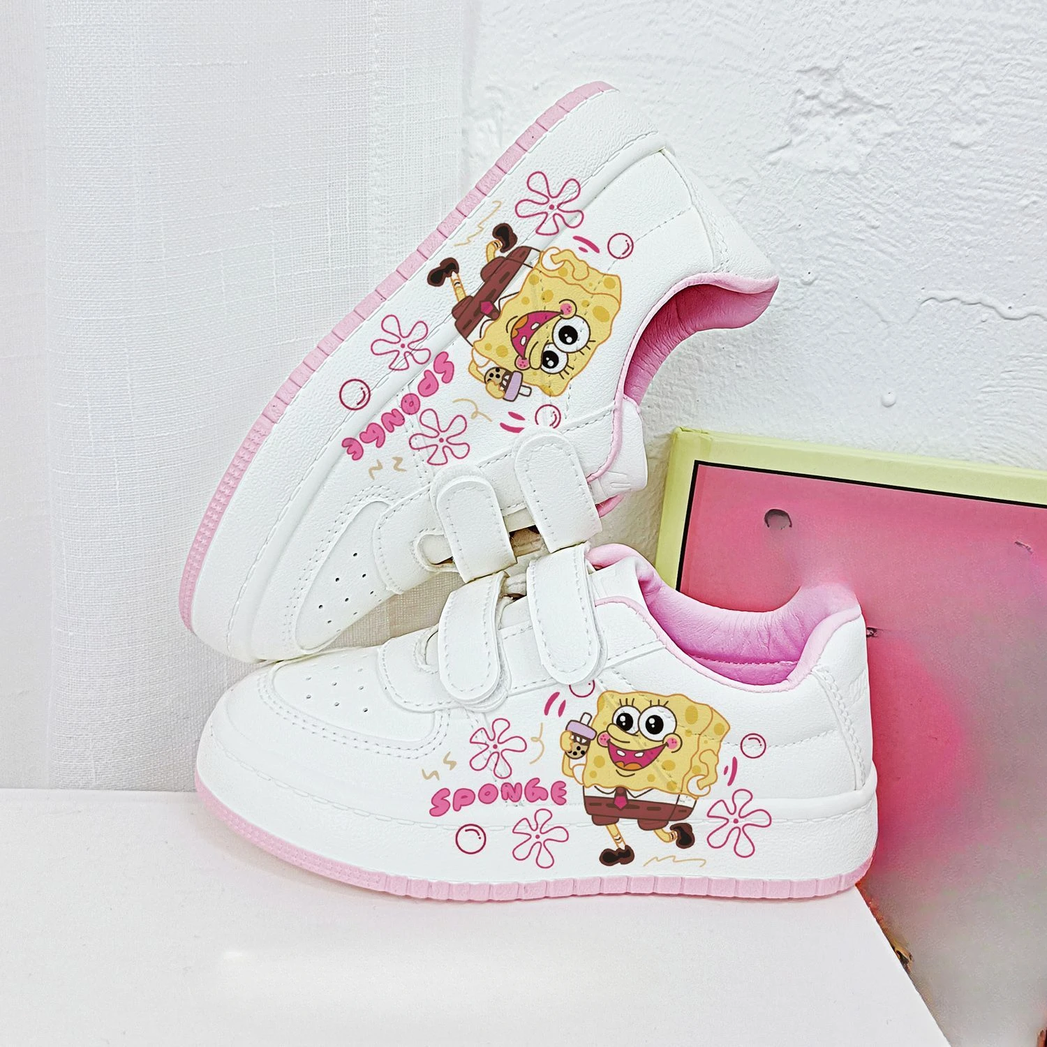 Original cartoon SpongeBob SquarePants princess cute Casual shoes soft sports shoes for girlfriend gift EU size 25-38