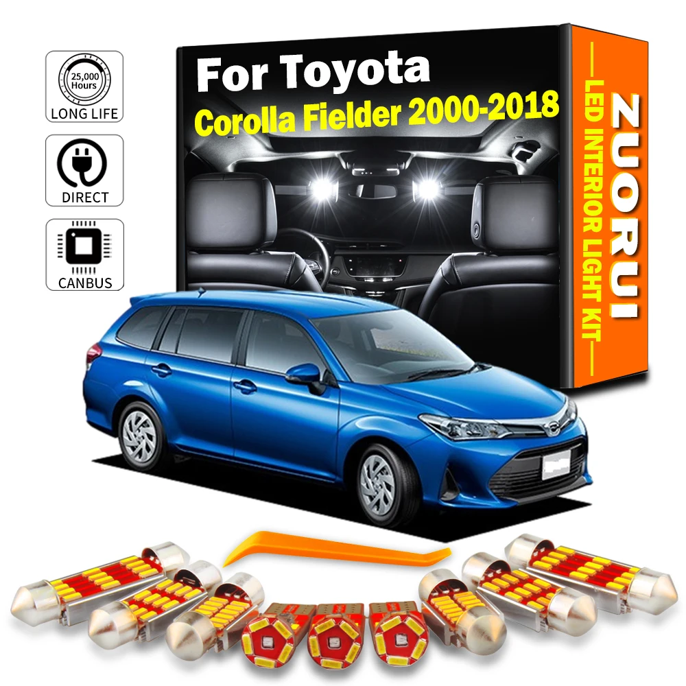 ZUORUI Canbus Car LED Interior Map Dome Luggage Light Kit For Toyota Corolla Fielder 2000-2016 2017 2018 License Plate Bulbs