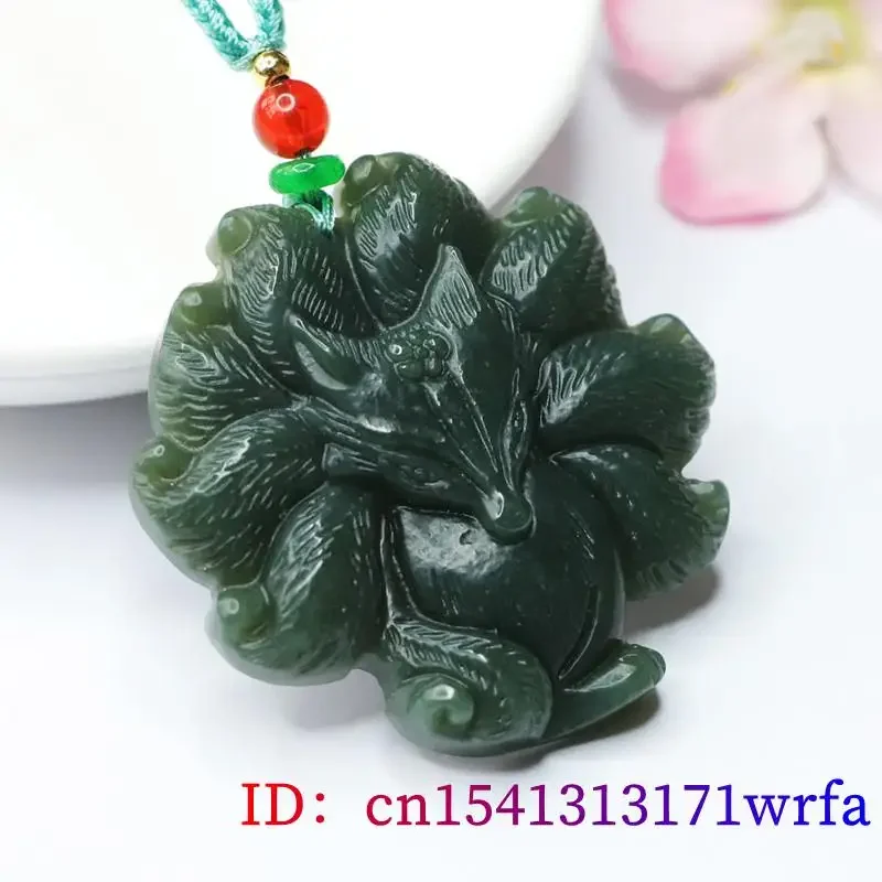 Hetian Jade Fox Pendant Designer Charms Natural Necklace Real Stone Talismans Chinese Amulet Luxury Jewelry Accessories Gift