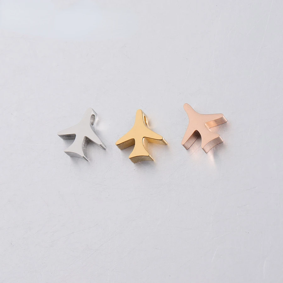 

10pcs 3D Airplane Charms, Gold Stainless Steel, Plane Beads, Travel Charm, Tiny Airplane Findings, Pilot Charm, Flying Charms