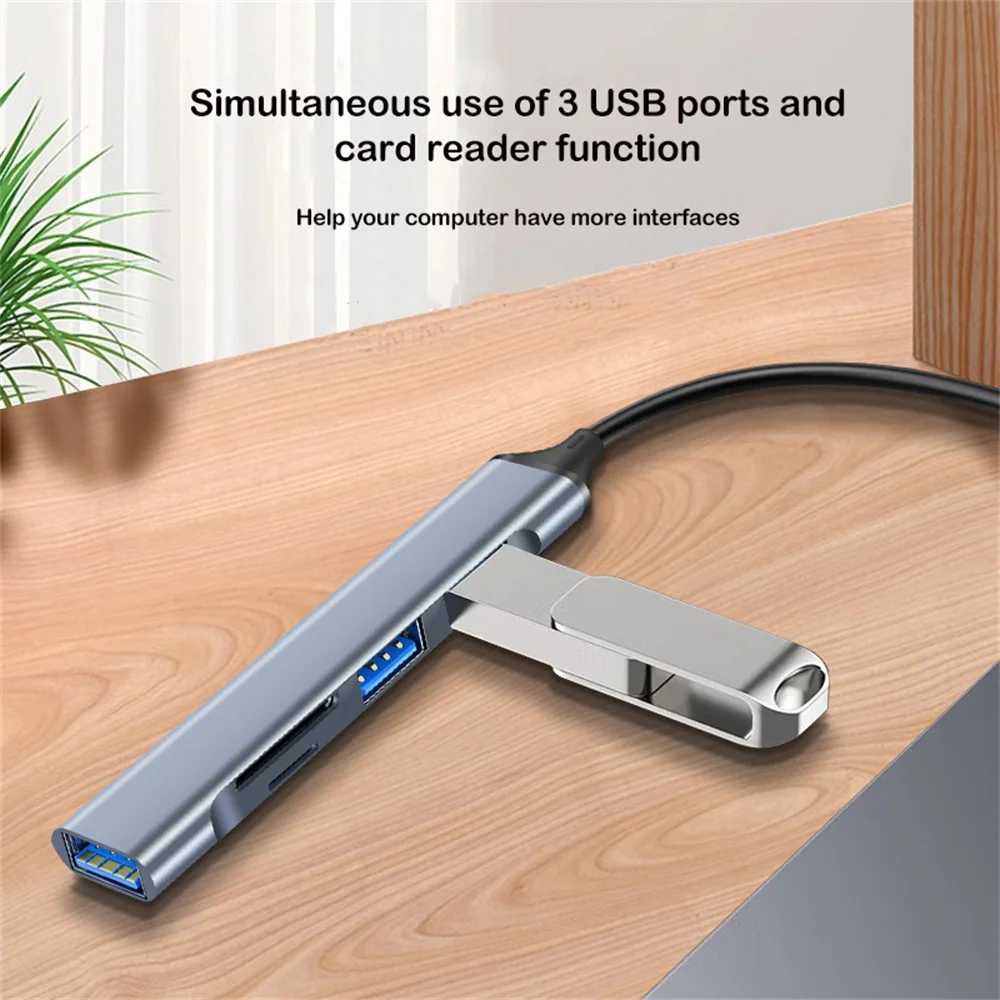 USB Hub Type C Splitter Aluminum USB A 3.0 Hub with SD TF Card Reader USB 2.0 for MacBook PC Laptops Printer Flash Drives