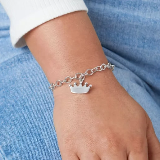James Avery S925 Silver Engravable Crown Customizable Personalized Ball Top Dangle Charm Pendant for Bracelet Necklace