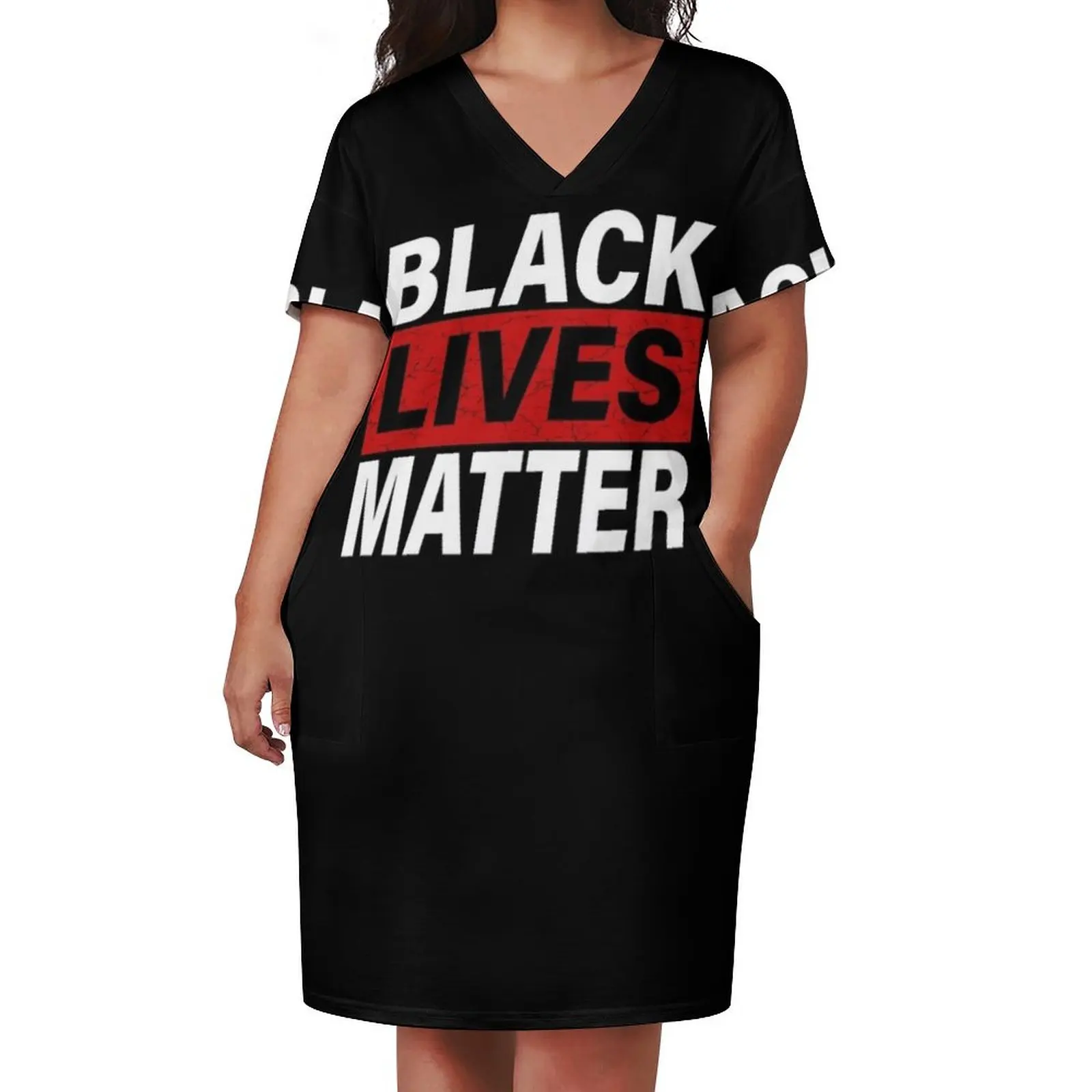 Camiseta Black Lives Matter com nomes de victimas - BLM vestido solto com bolso vestidos de verão feminino vestido de baile 2025