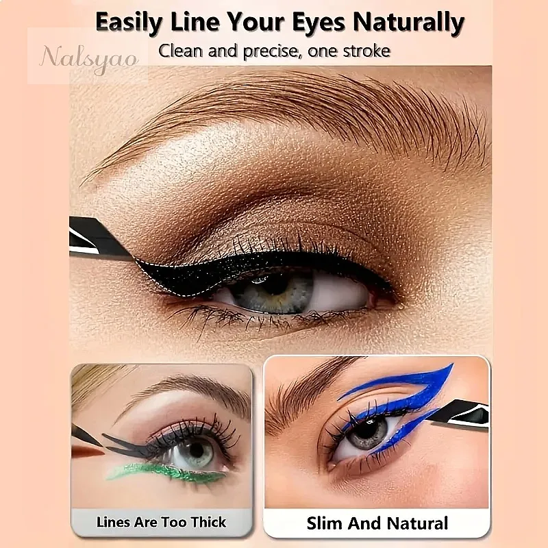 5pc Tilted Fine Blade Eyeliner Brush Set for Precise Application, Professional Makeup Brushes for All Skin Types