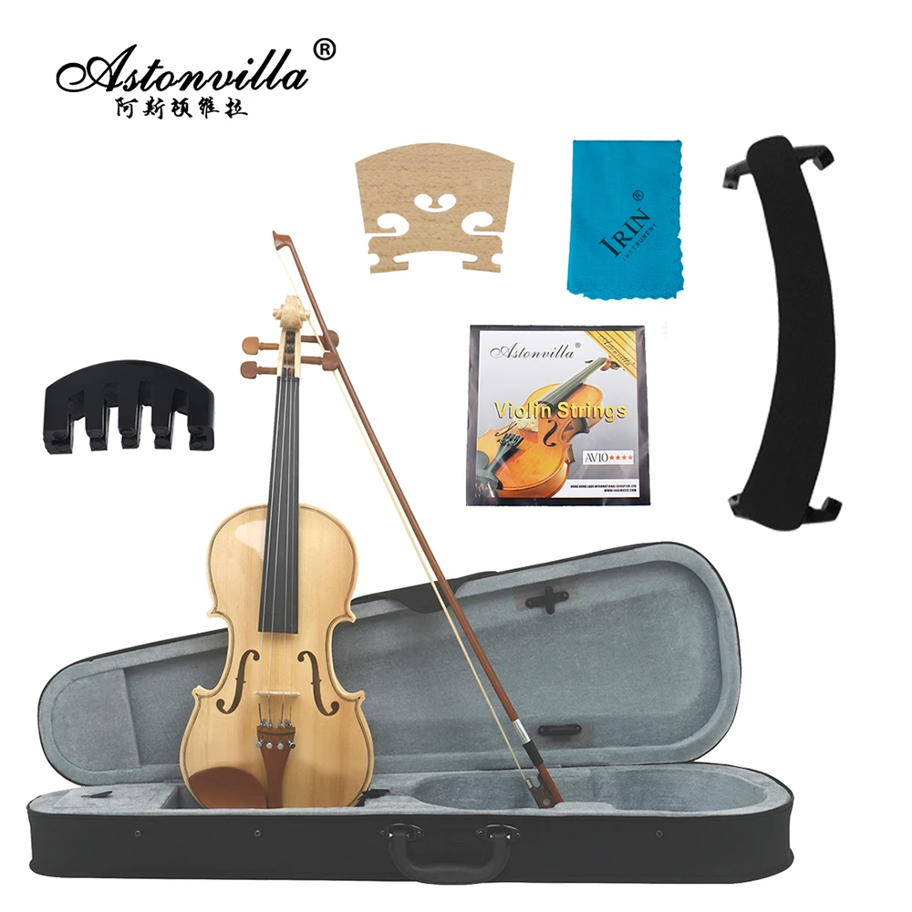 

Astonvilla AV-340 4/4 Violin Hand Carved Log Color Violin Set with Case Bow Accessories for Practice Stringed Instruments Violin