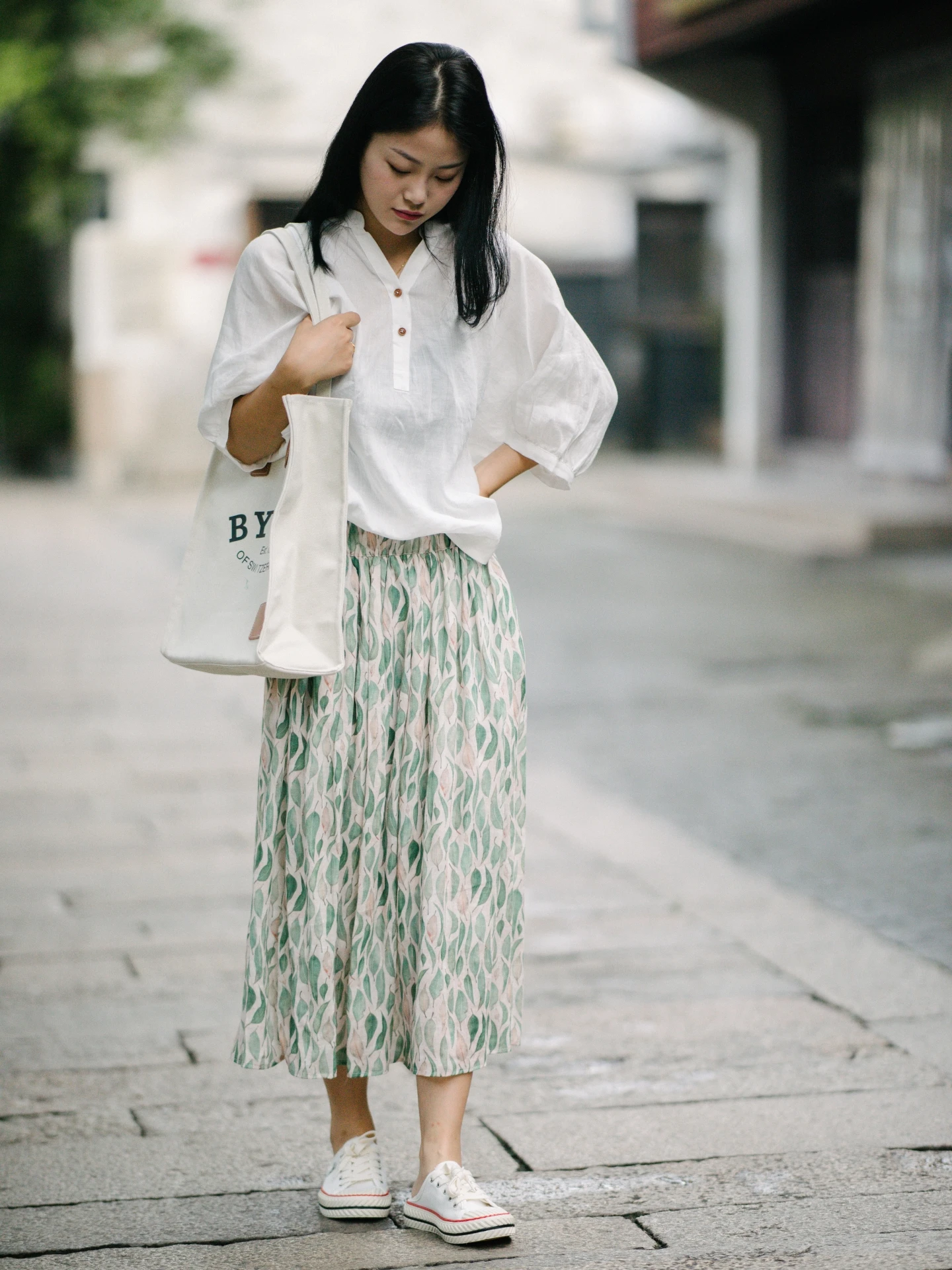 

High-End Linen Midi Skirt White Daisy Artistic Forest System Cotton Linen f-length Skirt New Casual High Waist A-line...