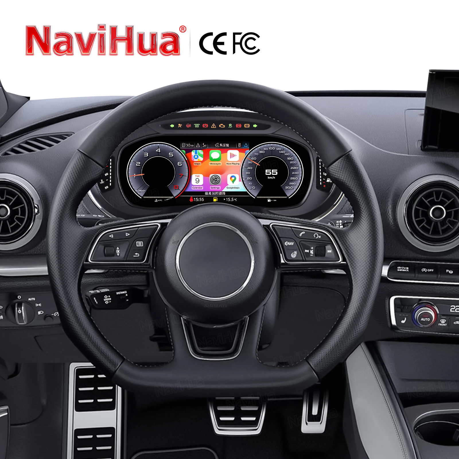 

Navihua для Audi A3 2014-2020: Обновленная цифровая приборная панель с LCD-дисплеем, системой Linux, поддержкой CarPlay и виртуальным спидометром.