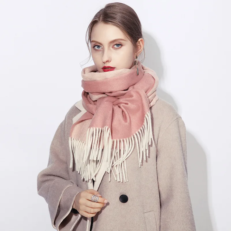 

Wool scarf men and women British autumn and winter thickened double-sided shawl outer tower