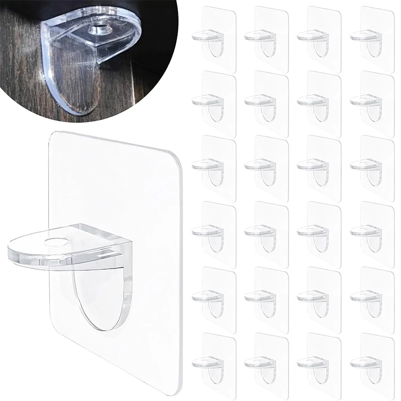 4/10Pcs Adhesive Support Shelf Bracket Non-Perforated Wardrobe Strong Partition Layer Fixed Paste Hook Home Kitchen Accessories