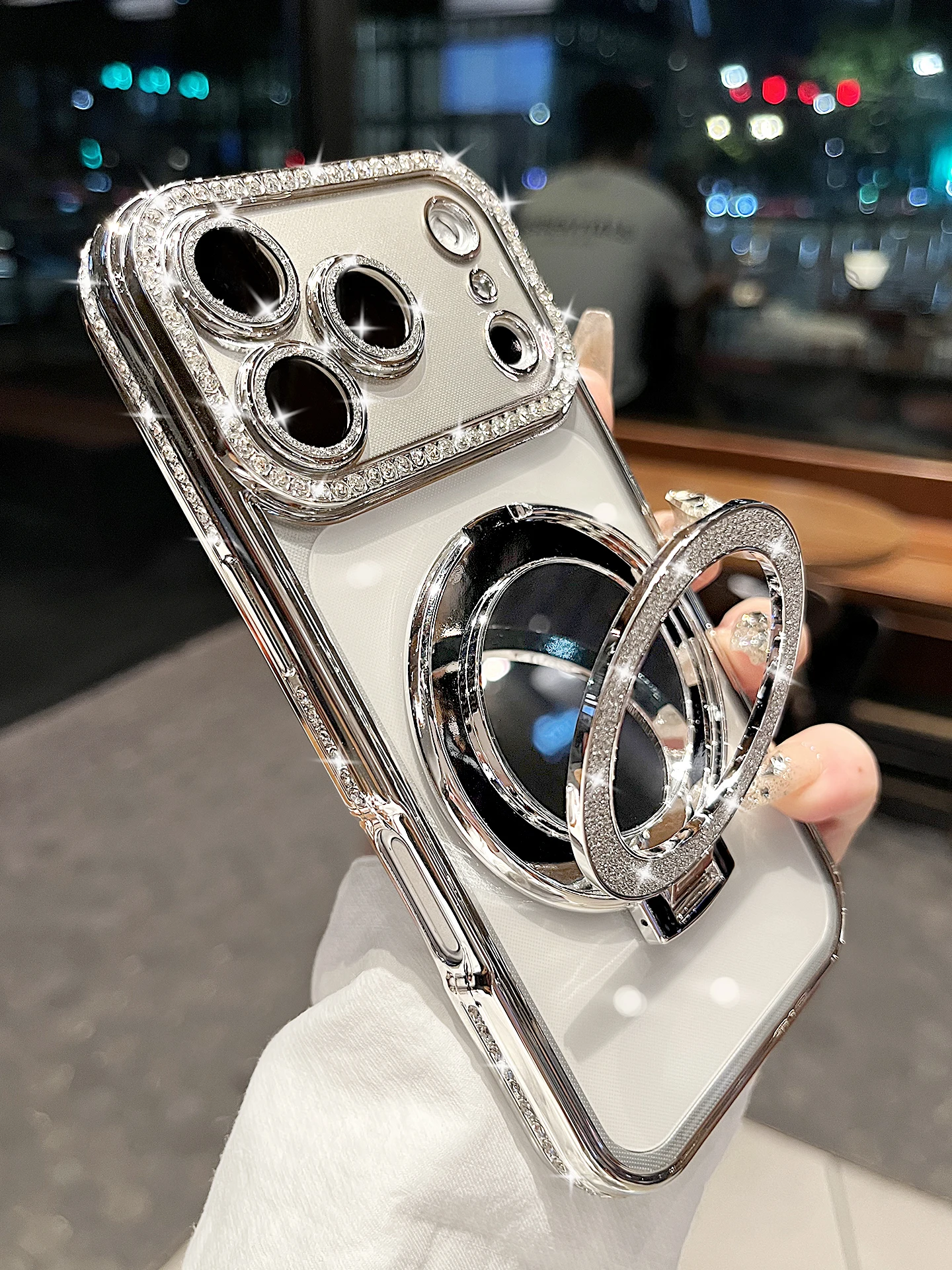 حافظة فاخرة لامعة IMD مرآة ماسية لهاتف آيفون 16 14 11 12 13 15 17 Pro Max مرآة مكياج مطلية بالكهرباء INS Fundas