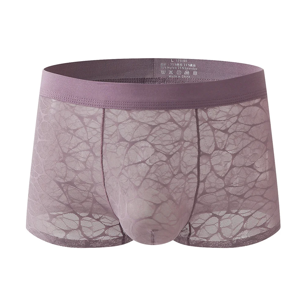 Men Underpants Boxer Briefs Ice Silk Lace Shorts Boxer Breathable Mesh Underwear Homme Calzoncillos Men Boxer Shorts Male Pantie