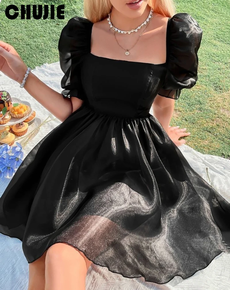 Black Oraganza Mini Graduation Dress Vintage Cocktail Dresses Short Prom Gown Vestido de graduación бальное платье Customized