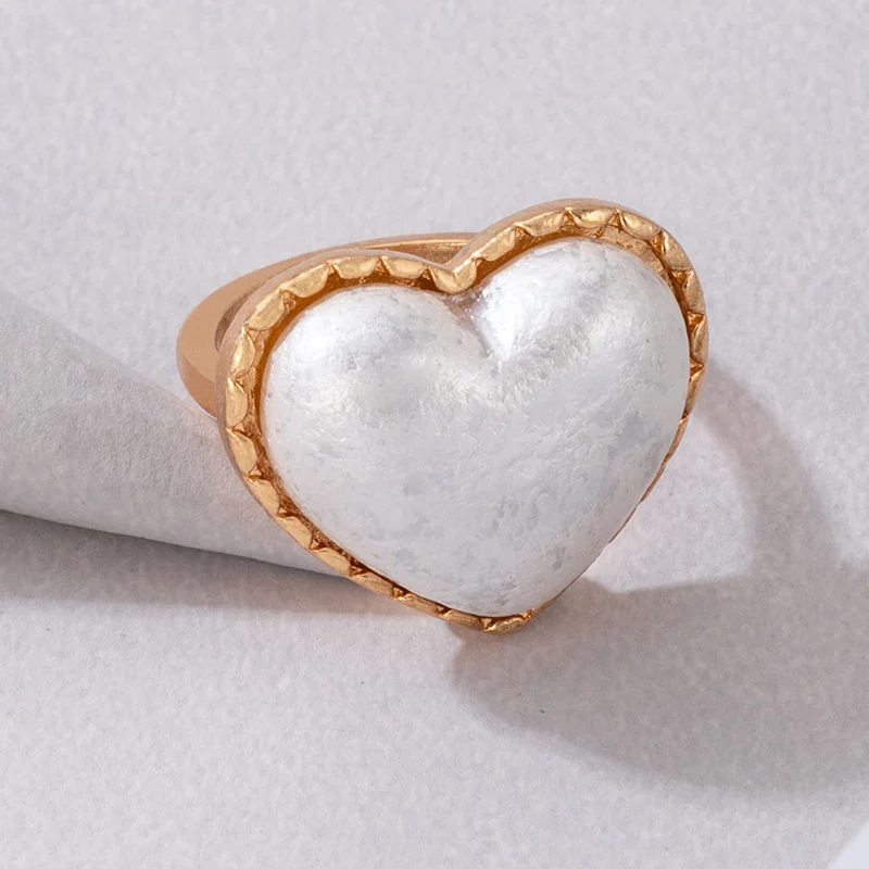 Tocona Sweet Romance Peach Heart Love Joint Ring for Women's Fashion Geometric Alloy Single Ring Wedding Jewelry Accessory 23040