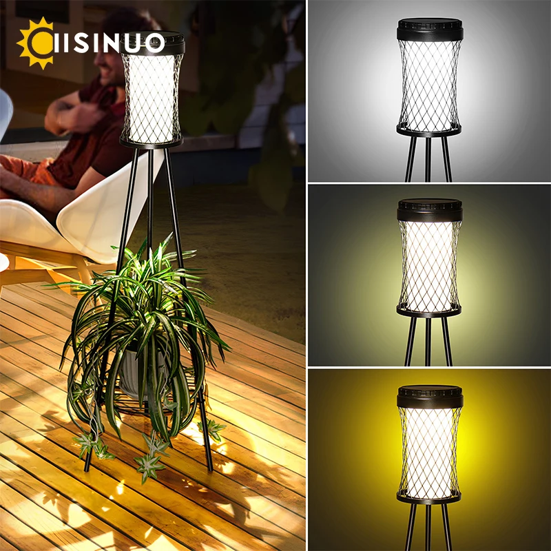 Imagem -04 - Outdoor Solar Floor Lights com Stands Planta Impermeável Street Lamps Metal Tripod Deck Iluminação de Paisagem para o Pátio Varanda Jardim