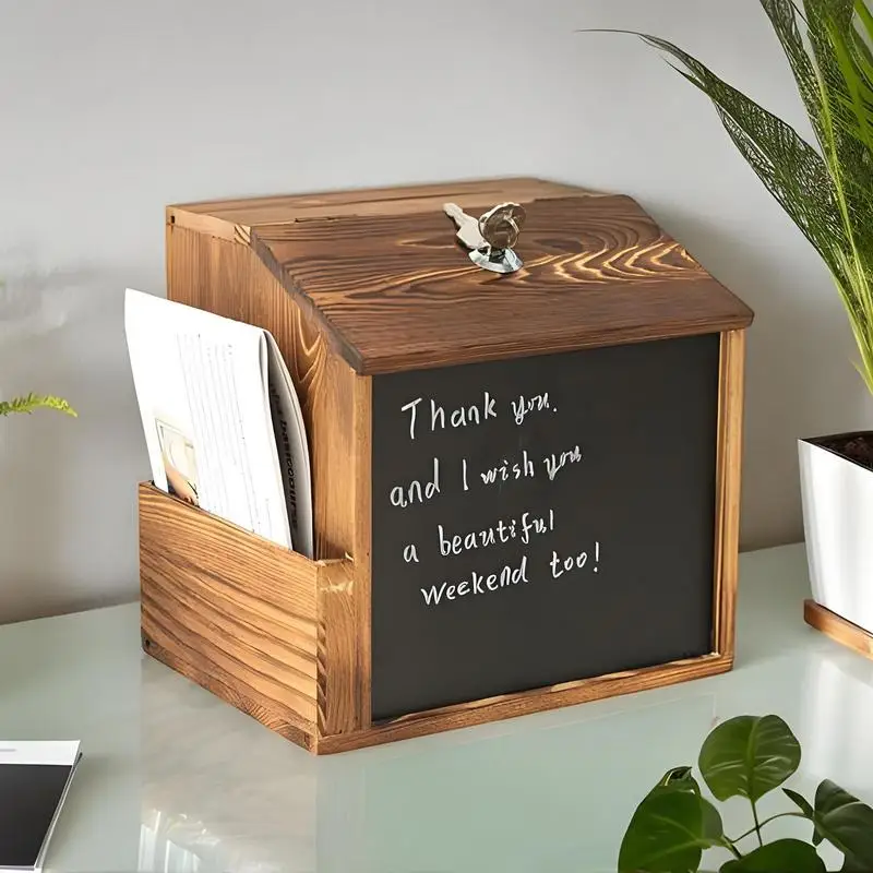 صندوق التصويت صندوق تعليق ريترو مع سبورة مقفلة صندوق بريد خشبي ريترو جدار جبل للتبرع الخيرية الصلاة السحب الأعمال