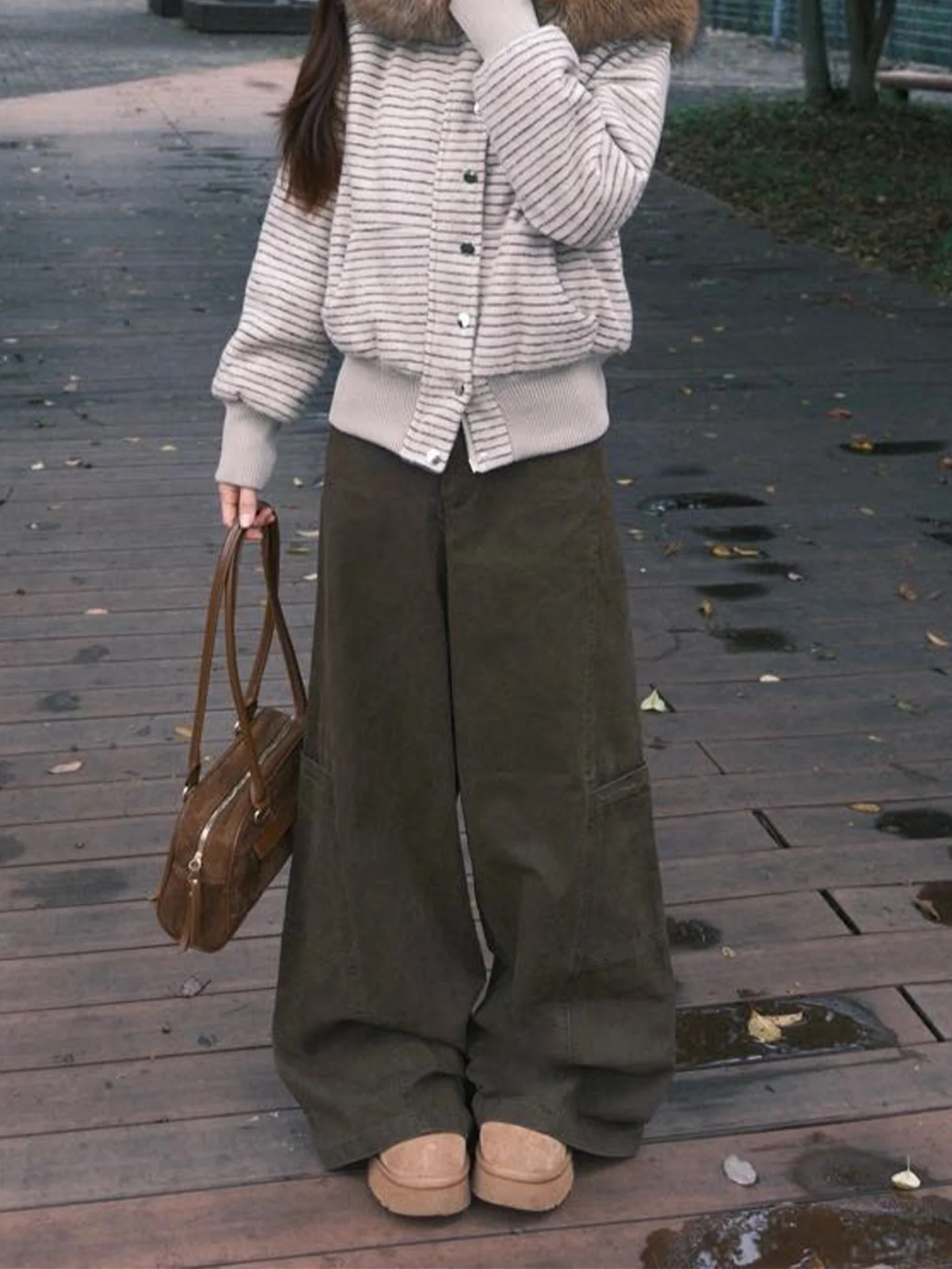 

Большие размеры, американская рабочая одежда, широкие джинсовые брюки кофейного цвета, женские повседневные прямые брюки с несколькими цветами